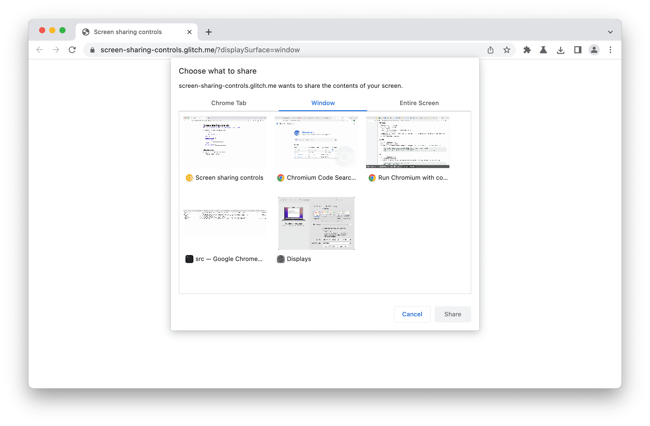 Screenshot of the media picker featuring the pre-selected