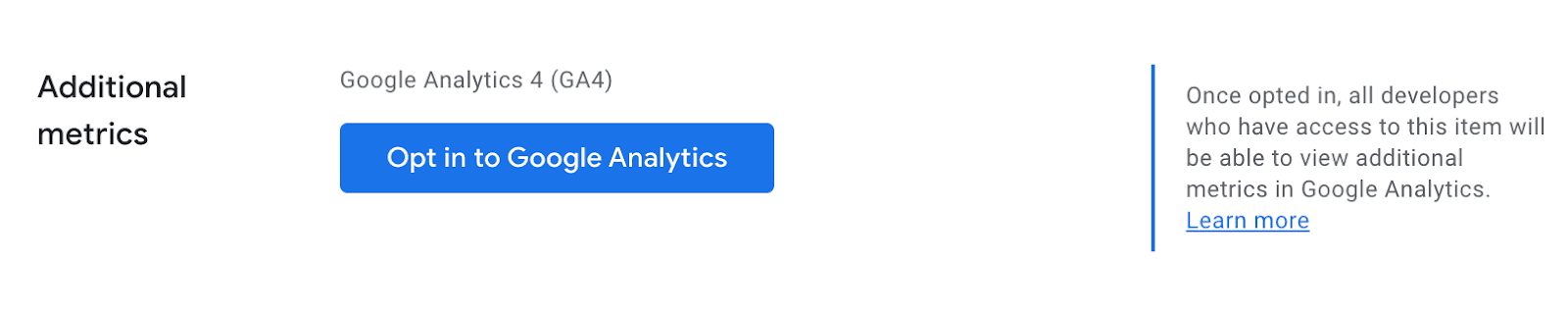 在开发者信息中心内选择启用 Google Analytics(分析)界面